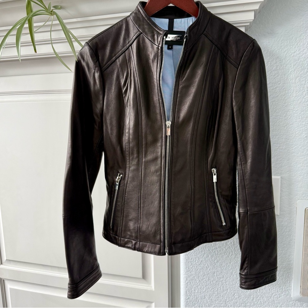 Black Rivet Women's Genuine Leather Zip-Front Jacket